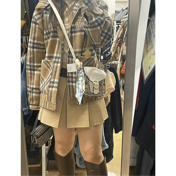 Coach vintage Bleecker Signature Jenny Khaki White jacquard Leather crossbody ba - Picture 2 of 12